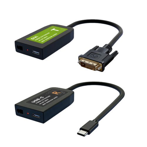 4K mini pigtail DVI to USB-C fiber extender singlemode 20KM far end video signal conversion transmission