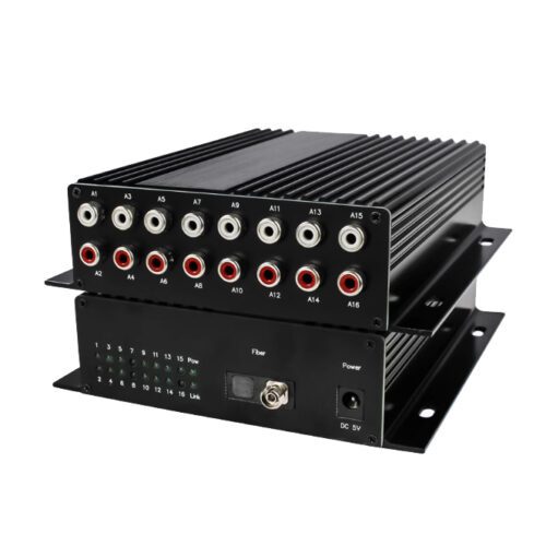 16 channel unidirectional RCA audio over fiber high capacity analog audio optical extension