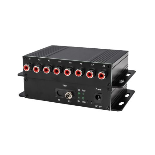 8 channel unidirectional RCA audio over fiber multi-group analog audio fiber delivery