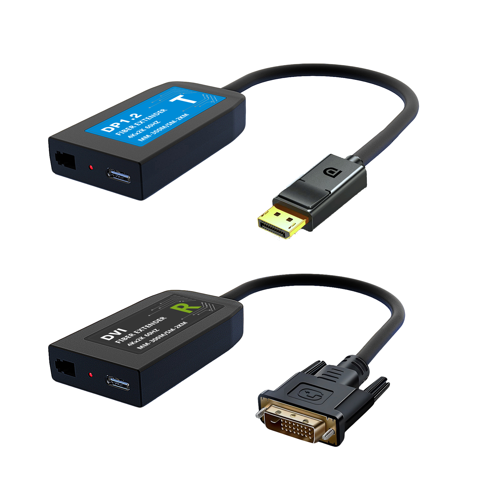 4K60 DP to DVI over Single Fiber Extender with Pigtail