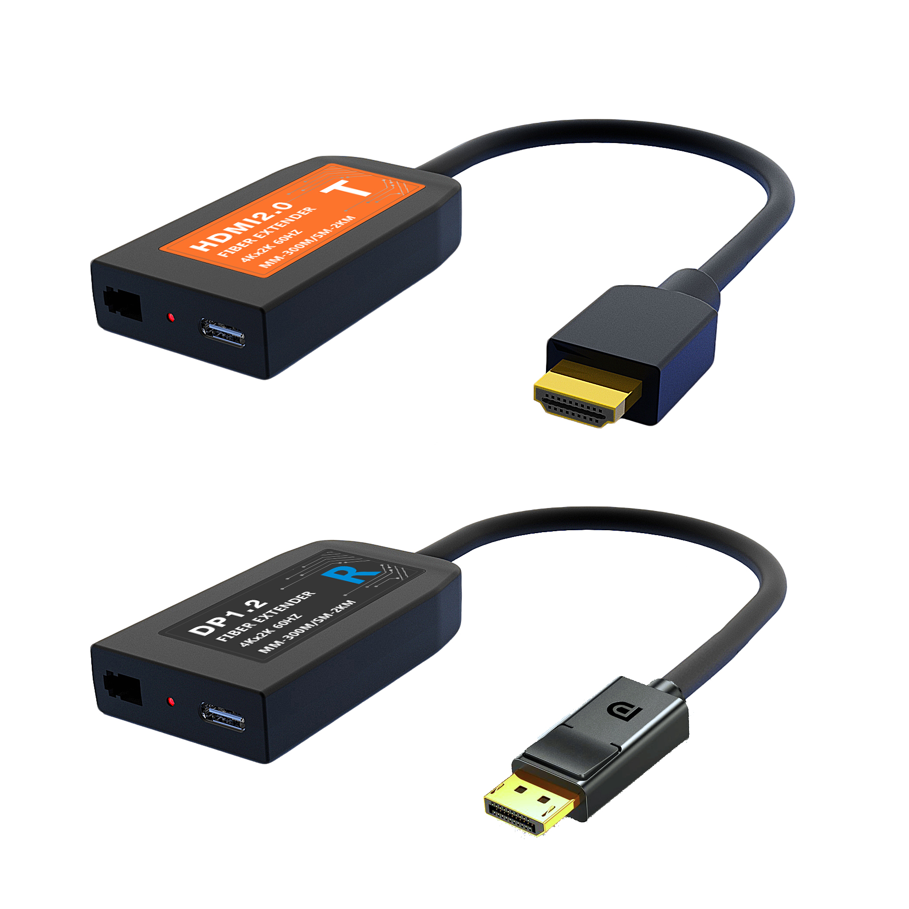 4K60 HDMI to DP over Single Fiber Extender with Pigtail