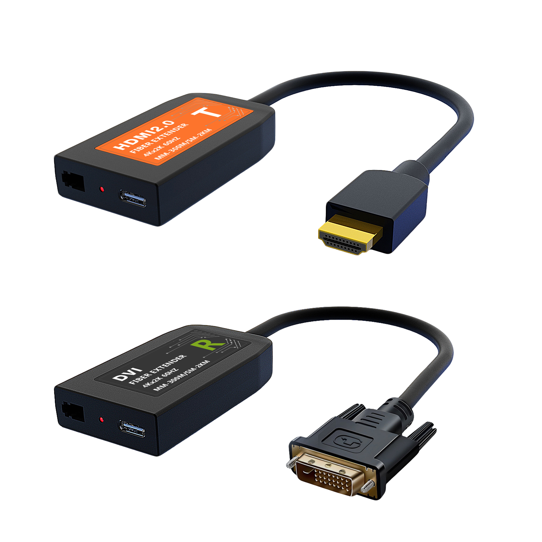 4K60 HDMI to DVI over Single Fiber Extender with Pigtail