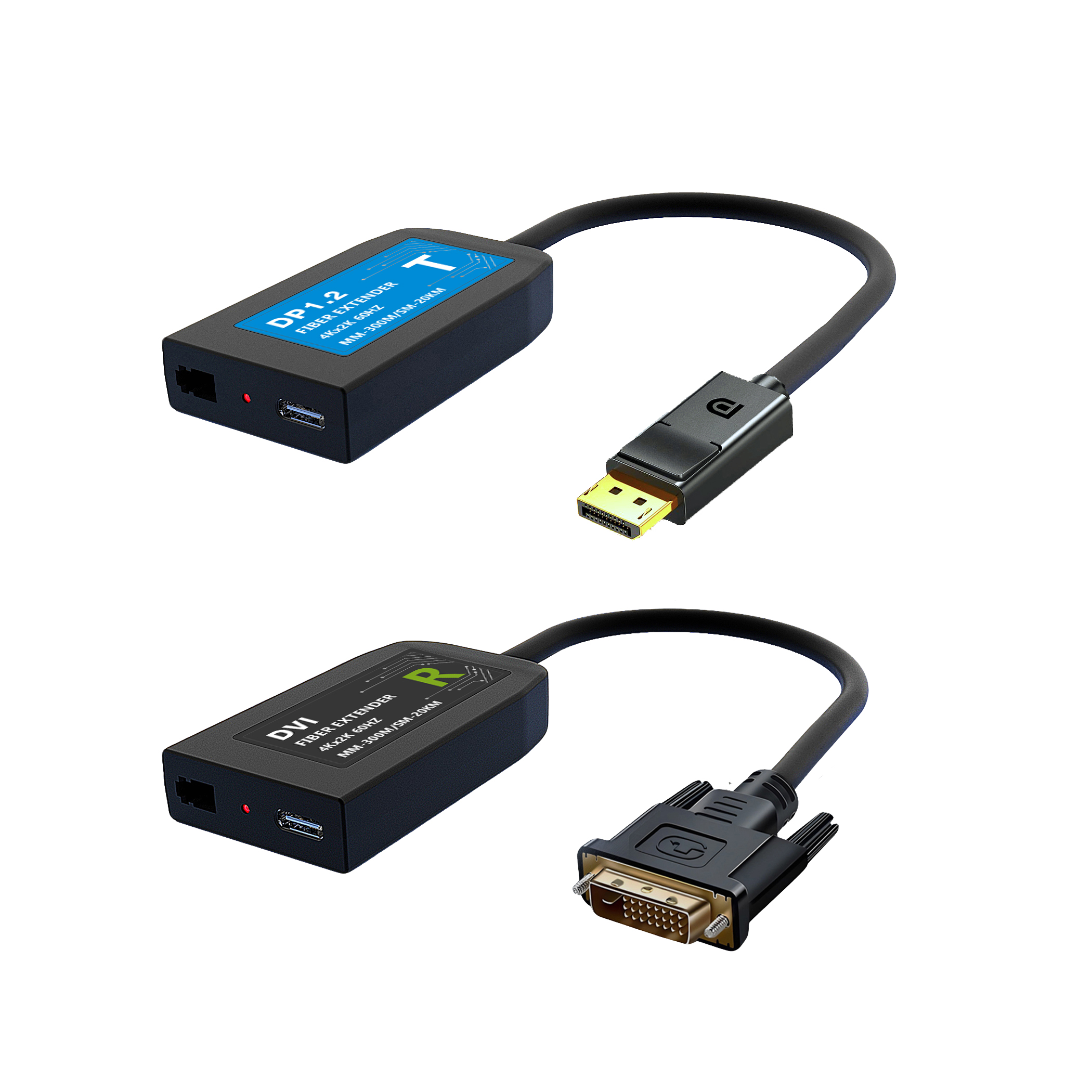 4K60 DP to DVI over Single LC Fiber Extender with Pigtail