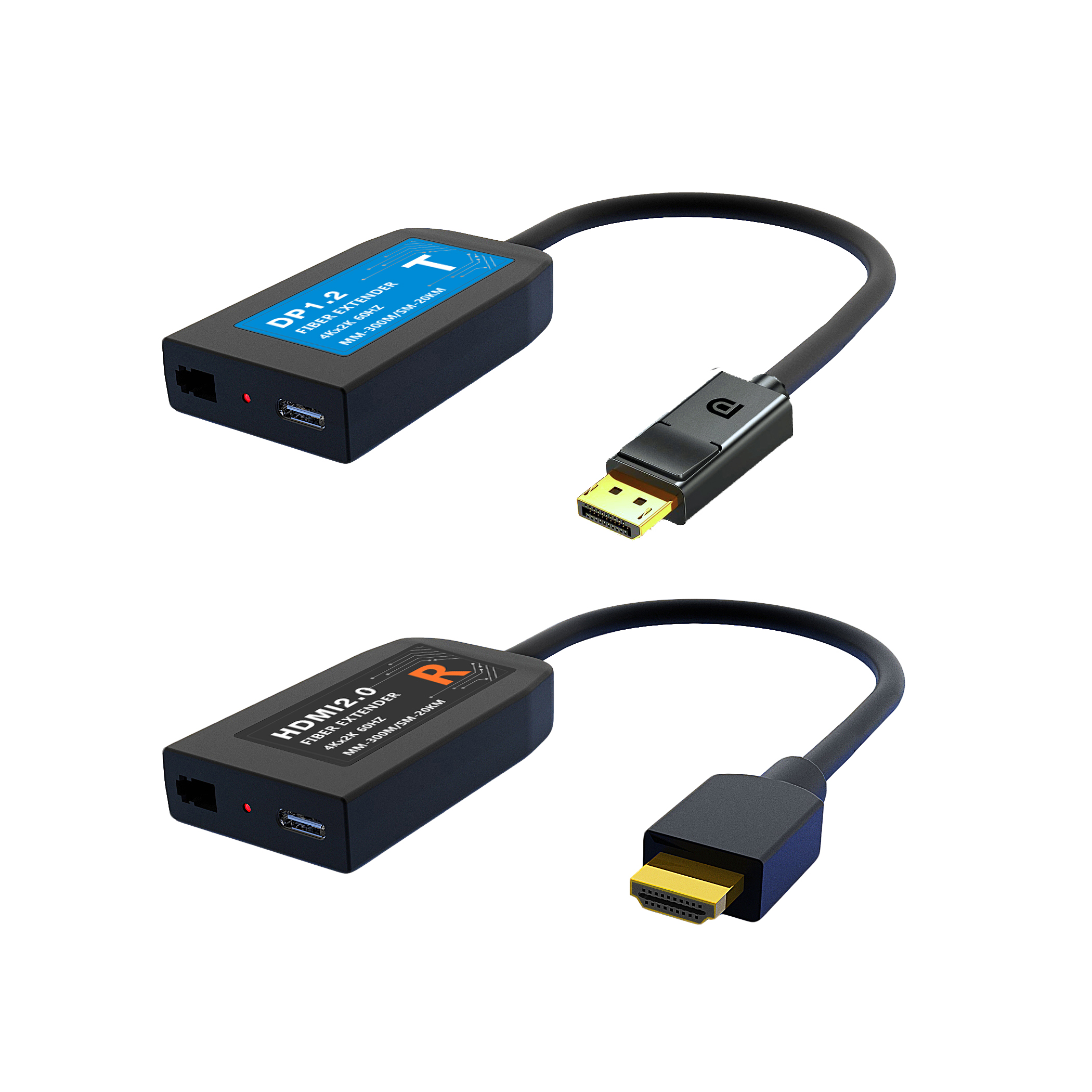 4K60 DP to HDMI over Single LC Fiber Extender with Pigtail