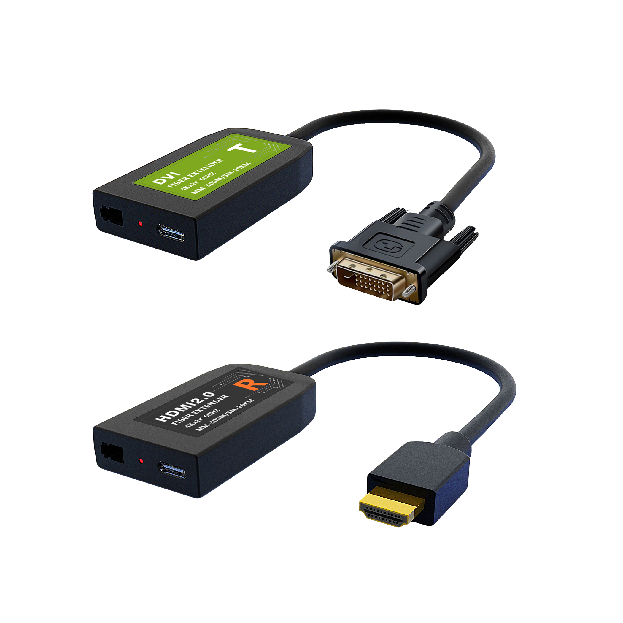 4K60 DVI to HDMI over Single LC Fiber Extender with Pigtail