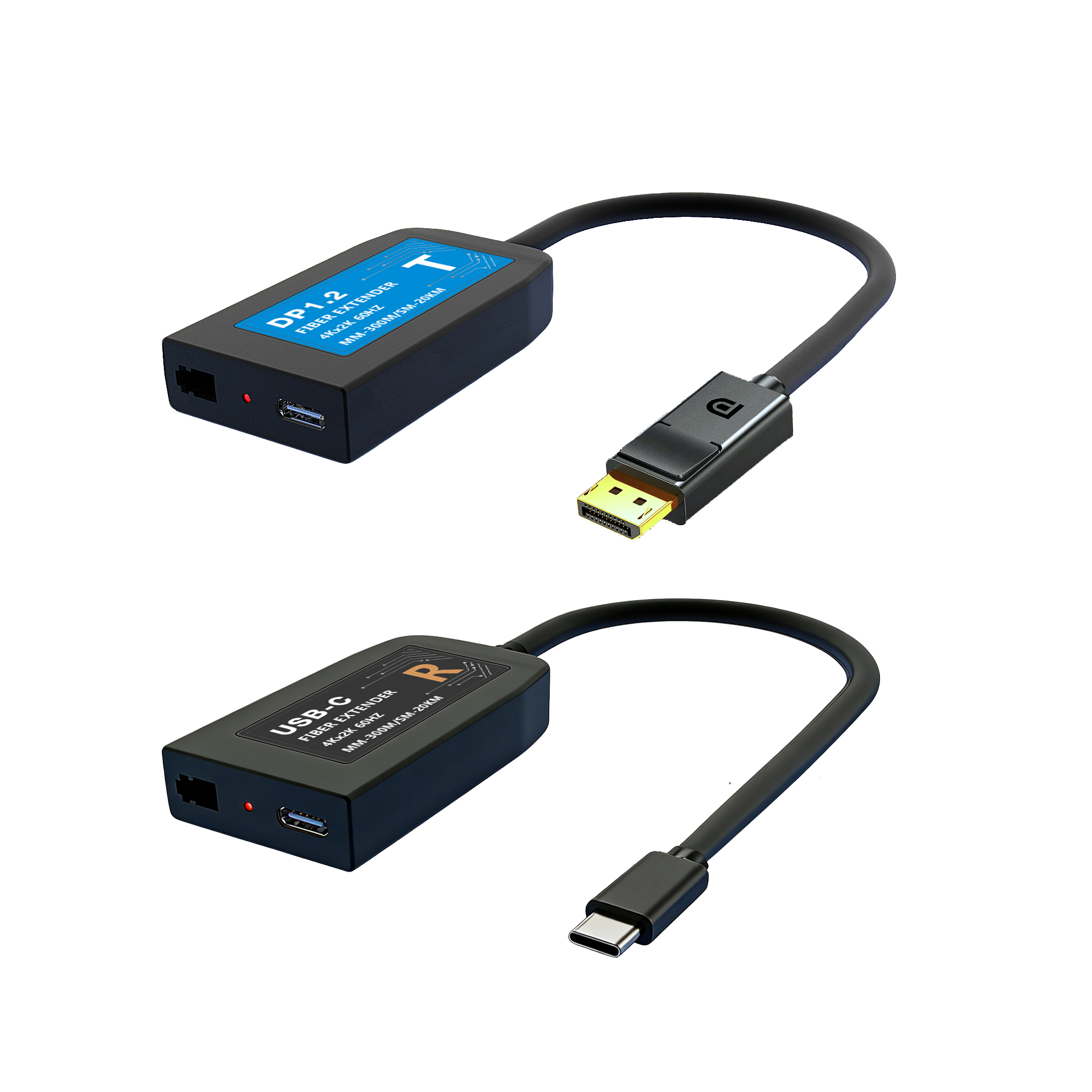 4K60 DP to USB Type-C over Single LC Fiber Extender with Pigtail